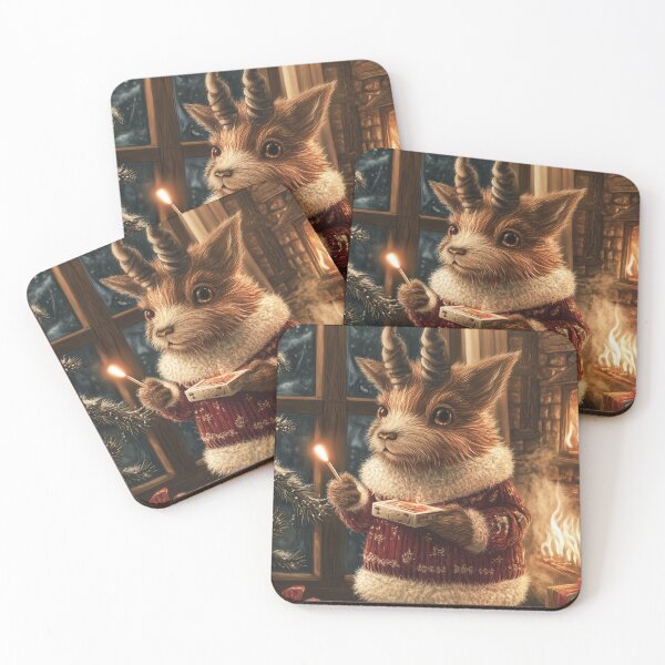 Item preview, Cute Krampus Holding a Matchstick in Cozy Christmas Attire designed and sold by LonesomeKnight.