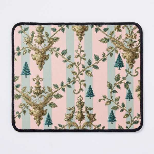 Item preview, Mint Green & Pink Striped Gold Damask With Tiny Christmas Trees designed and sold by DesignsByPrnces.