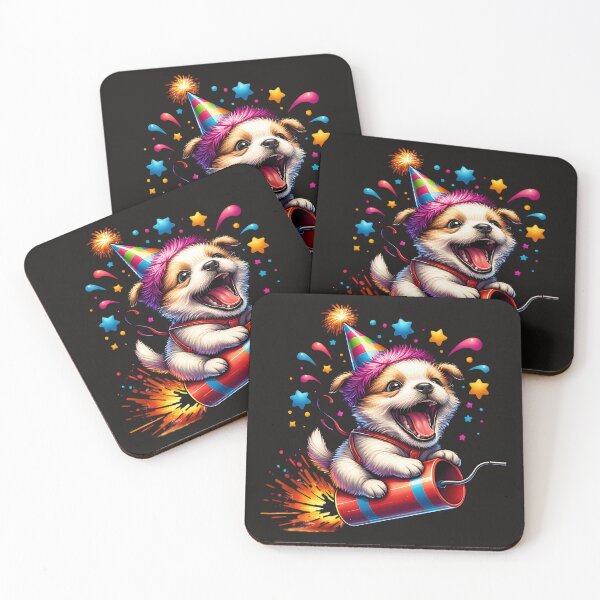 Item preview, Dog and fireworks designed and sold by AwesomeBeyondLimits.