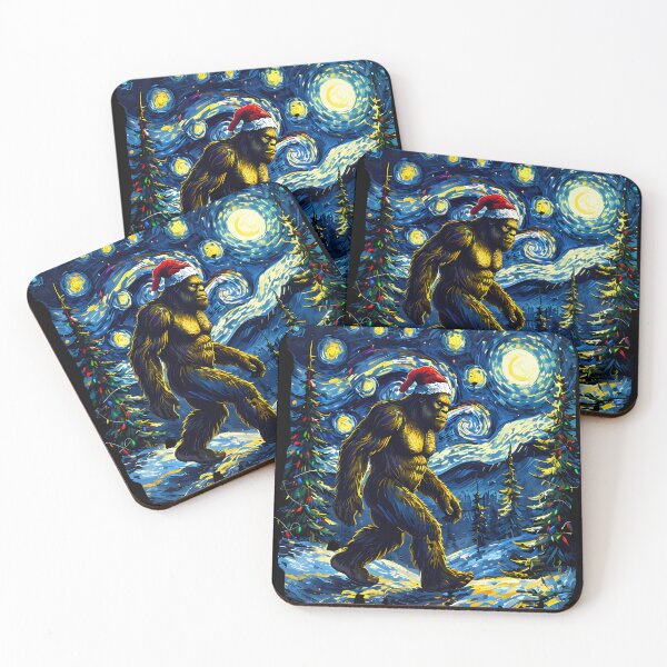 Artikelvorschau, Weihnachts-Bigfoot mit Weihnachtsmütze, Sternenhimmel, Weihnachtsgemälde – Lustiges Weihnachtsgeschenk mit Sternen-Bigfoot für Männer, Frauen und Kinder entworfen und verkauft von JUSTBEELEGANT.