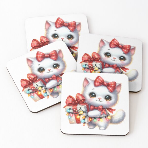 Item preview, Festive White Cat designed and sold by JonysCreativeDesigns.