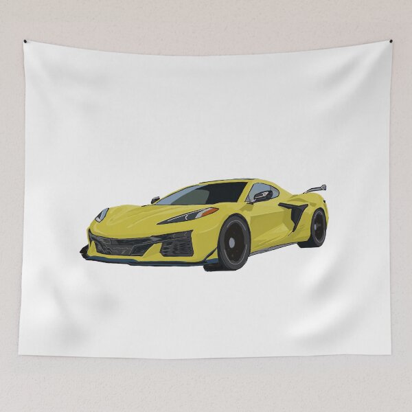 Item preview, Hand Drawn Yellow Sports Car C8 2020-2025 designed and sold by laughingwillows.