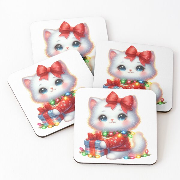 Item preview, Festive White Cat designed and sold by JonysCreativeDesigns.