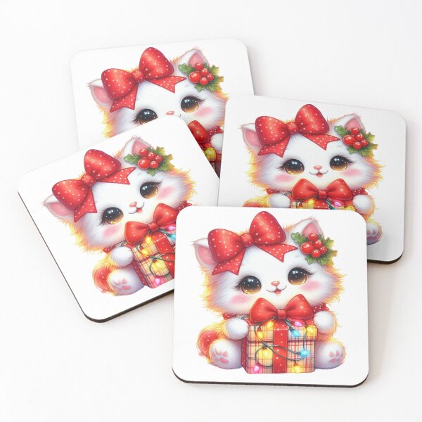 Item preview, Festive White Cat designed and sold by JonysCreativeDesigns.