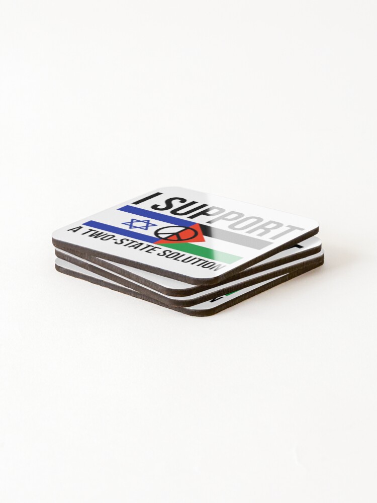 Thumbnail 4 of 5, Coasters (Set of 4), I Support a two-state solution designed and sold by RACHELDF.