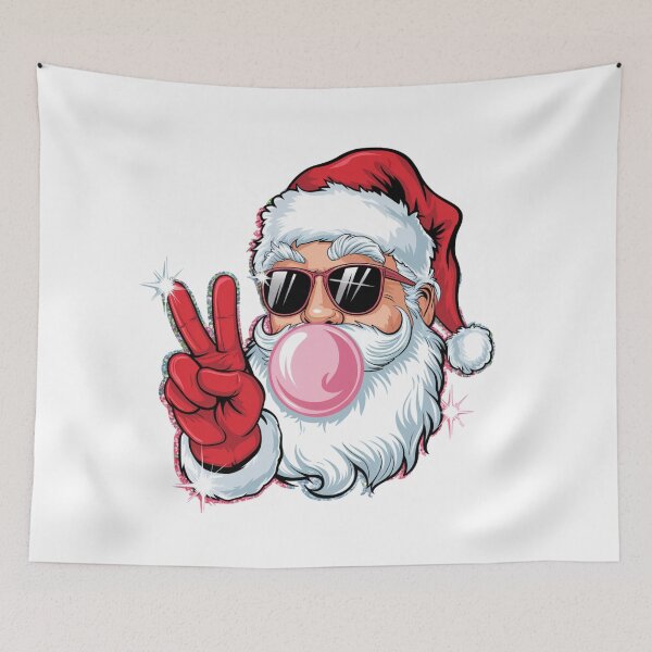 Item preview, Retro Santa Christmas Blowing Bubble, Vintage Merry Christmas , Funny Santa With Sunglasses Xmas Holiday Sublimation designed and sold by Bouchey.