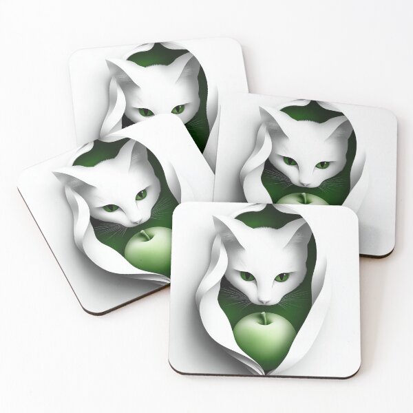 Item preview,  Сat with a green apple designed and sold by Viktoria ART.