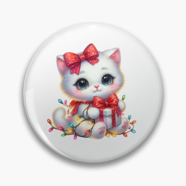 Item preview, Festive White Cat designed and sold by JonysCreativeDesigns.