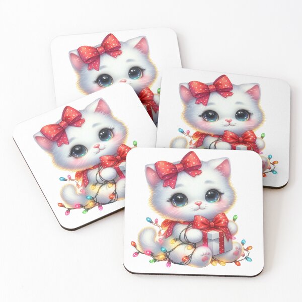 Item preview, Festive White Cat designed and sold by JonysCreativeDesigns.