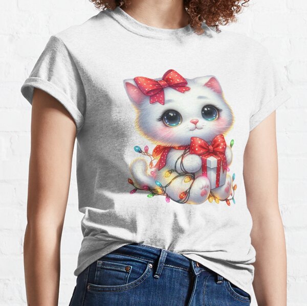 Item preview, Festive White Cat designed and sold by JonysCreativeDesigns.