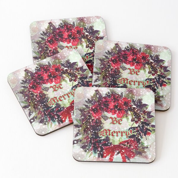 Item preview, Be Merry: Vibrant watercolour Christmas wreath with bokeh effect designed and sold by WatercolourLily.