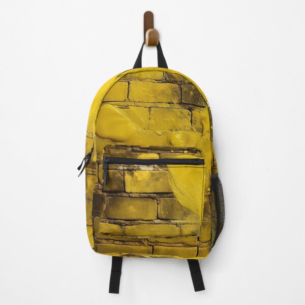 Item preview, print of mustard yellow paint thrown on old brick wall - dePace' designed and sold by mrpropcake.