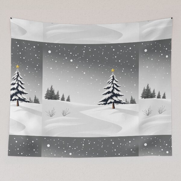 Item preview, Winter Christmas House and Tree Illustration designed and sold by hjian8219.