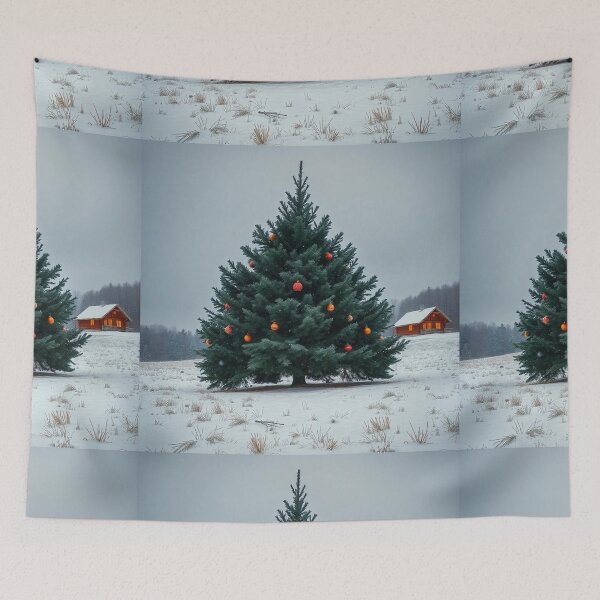Item preview, Winter Christmas House and Tree Illustration designed and sold by hjian8219.