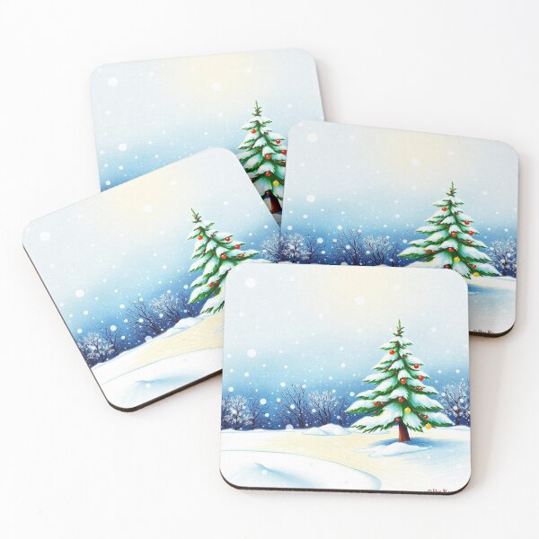 Item preview, Winter Christmas House and Tree Illustration designed and sold by hjian8219.