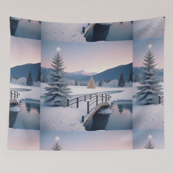 Item preview, Winter Christmas House and Tree Illustration designed and sold by hjian8219.