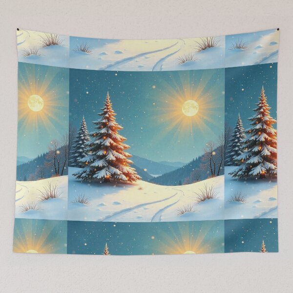 Item preview, Winter Christmas House and Tree Illustration designed and sold by hjian8219.