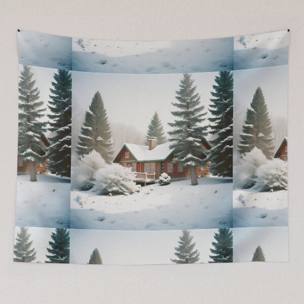 Item preview, Winter Christmas House and Tree Illustration designed and sold by hjian8219.