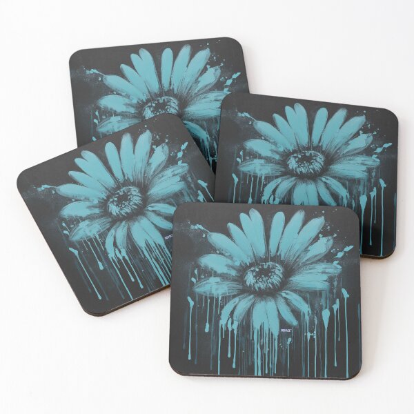 Item preview, print of dripping Alice Blue Daisy on Dark Grunge - dePace' designed and sold by mrpropcake.