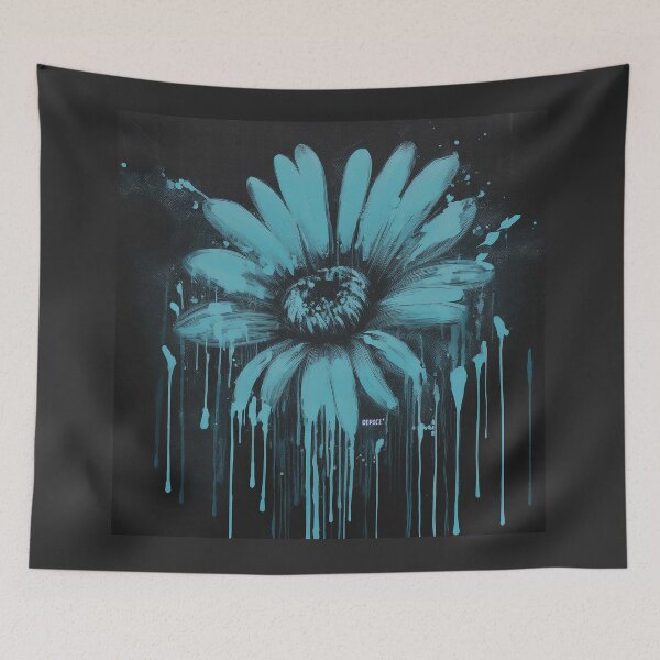Item preview, print of dripping Alice Blue Daisy on Dark Grunge - dePace' designed and sold by mrpropcake.