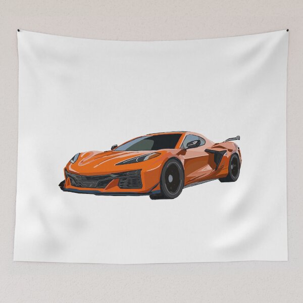 Item preview, Hand Drawn Orange Sports Car C8 2020-2025 designed and sold by laughingwillows.