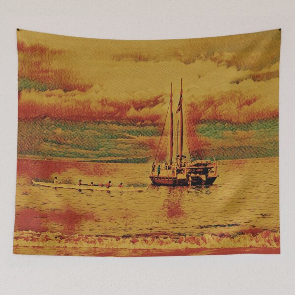 Item preview, Wailea Canoe & Ship (Tan/Aged) designed and sold by Scurvy Dawg Design.