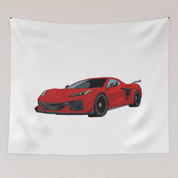 Item preview, Hand Drawn Torch Red Sports Car C8 2020-2025 designed and sold by laughingwillows.