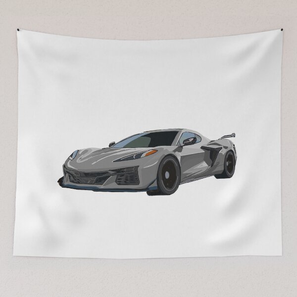 Item preview, Hand Drawn Silver Grey Sports Car C8 2020-2025 designed and sold by laughingwillows.