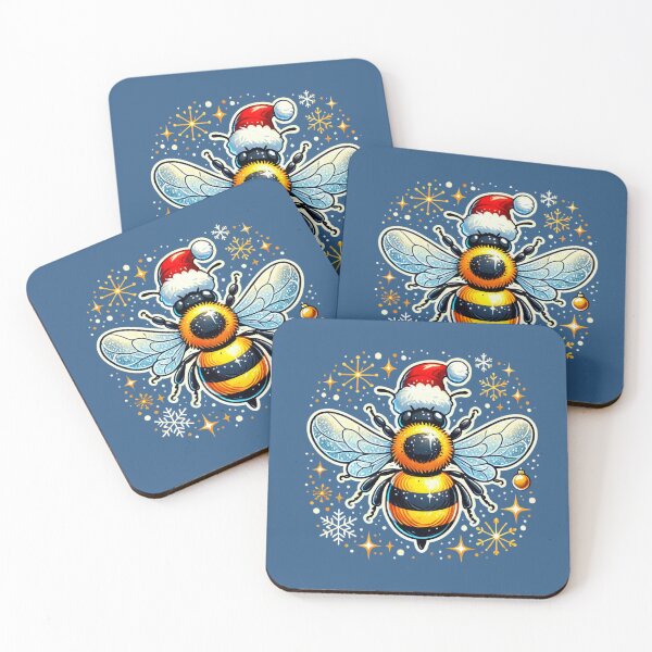 Item preview, Little bee with a Christmas hat designed and sold by ZenGalactico.