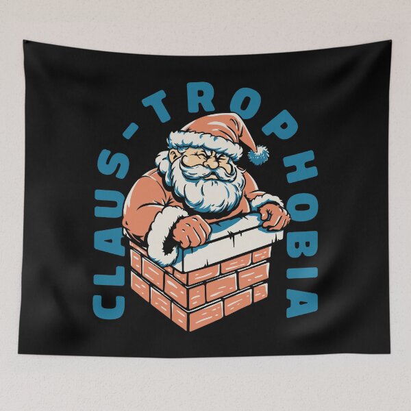Item preview, Claustrophobia - Claustrophobic Santa going Down Chimney Funny Christmas Ugly Holiday Sweaters Funny New Year 2025 designed and sold by Any Color Designs.
