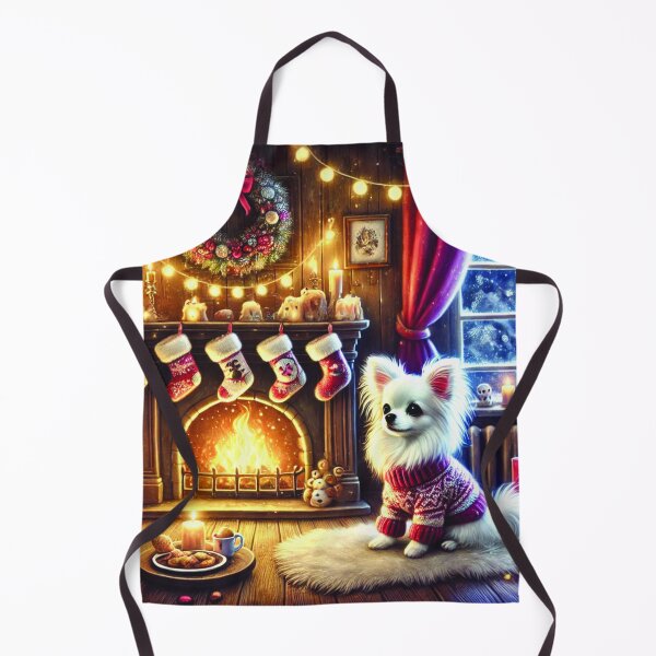 Item preview, Cozy Christmas White Long-haired Chihuahua designed and sold by pawspower.