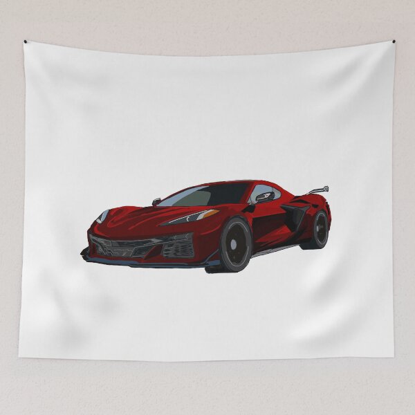 Item preview, Hand Drawn Metallic Red Sports Car C8 2020-2025 designed and sold by laughingwillows.
