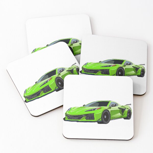 Item preview, Hand Drawn Bright Lime Green Sports Car C8 2020-2025 designed and sold by laughingwillows.