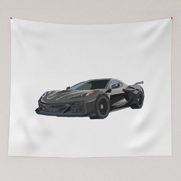 Item preview, Hand Drawn Dark Grey Silver Sports Car C8 2020-2025 designed and sold by laughingwillows.