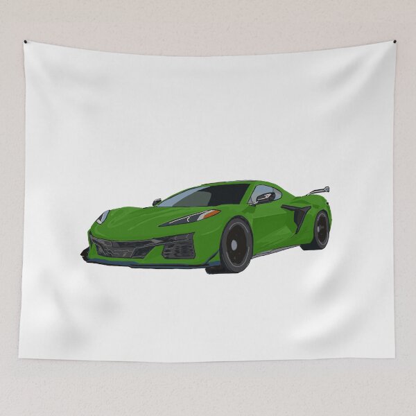 Item preview, Hand Drawn Green Sports Car C8 2020-2025 designed and sold by laughingwillows.