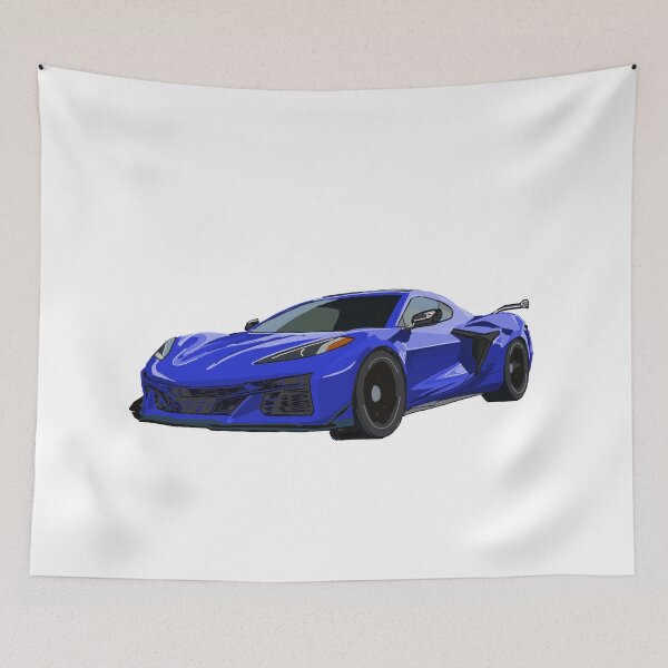 Item preview, Hand Drawn Elkhart Lake Blue Sports Car C8 2020-2025 designed and sold by laughingwillows.