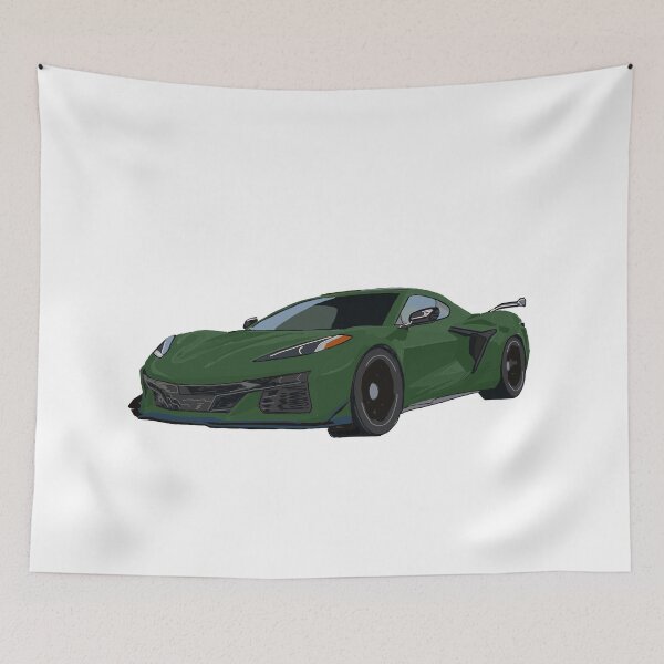Item preview, Hand Drawn Dark Green Sports Car C8 2020-2025 designed and sold by laughingwillows.