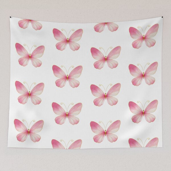 Item preview, Pink Butterfly Art with Golden Highlights designed and sold by Little Care Studio.