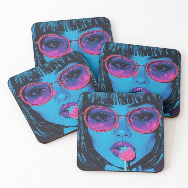 Item preview, bob cut girl anime style pop art neon girl designed and sold by URBRS.