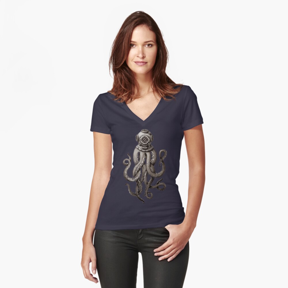 Vista previa del artículo con la obra «Camiseta entallada de cuello en V», diseñado y vendido por manbird.