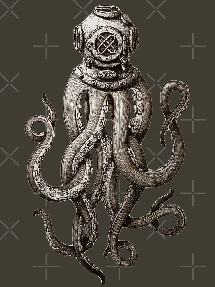 Imagen 7 de 7, Camiseta esencial con la obra Strange Vintage SCUBA Diving Octopus Kraken Camisetas y regalos, diseñada y vendida por manbird.