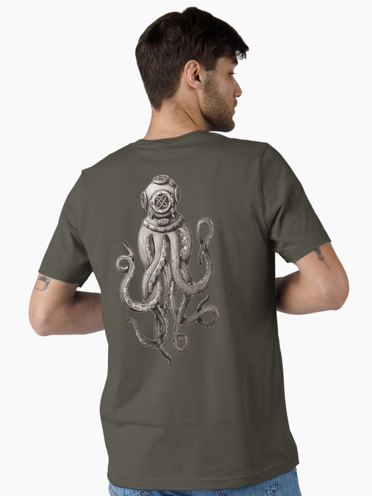 Imagen 1 de 7, Camiseta esencial con la obra Strange Vintage SCUBA Diving Octopus Kraken Camisetas y regalos, diseñada y vendida por manbird.