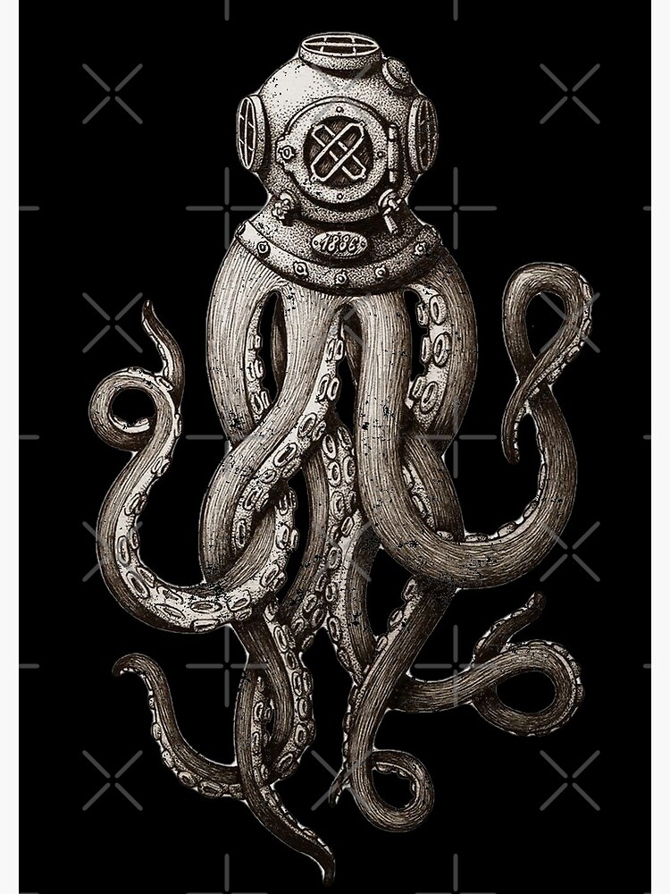 Vintage Scuba Diver Octopus T-Shirt, Kraken Helmet T-Shirt Vintage Scuba Diver Octopus T-Shirt, Kraken Helmet T-Shirt