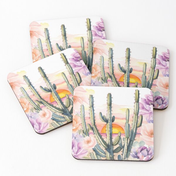 Item preview, Flores del desierto en tonos pastel: arte de cactus en acuarela designed and sold by MyriadVoices.