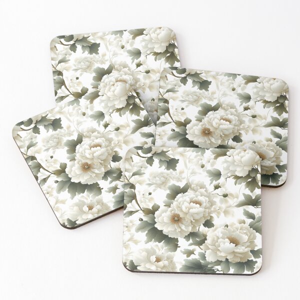 Item preview, A Sparse Dance of Peonies on White designed and sold by Rui Mythic Studio.