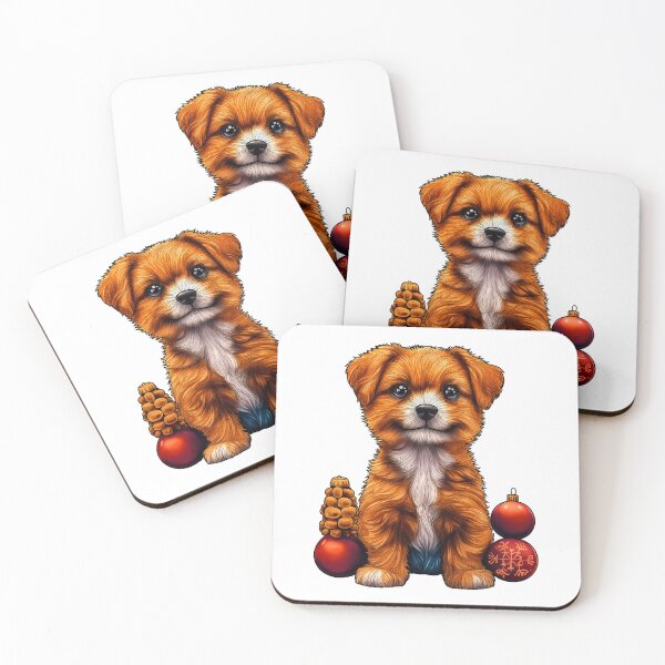 Item preview, Cute Christmas Puppy, Holiday Dog Art, Festive Pet Illustration, Christmas Ornaments Dog, Adorable Holiday Design designed and sold by BukkyStory.