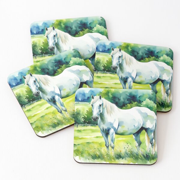 Item preview, White Horse Watercolor  designed and sold by RiverAquarius.