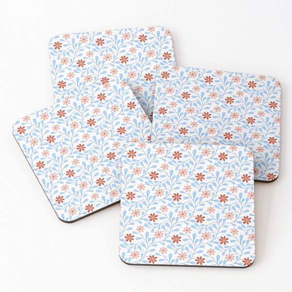 Item preview, Trailing floral in Red and Blue designed and sold by kalaauniverse_art_studio.