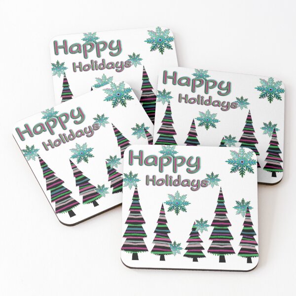Item preview, Happy Holidays cute christmas trees and snowflakes designed and sold by Topmel.