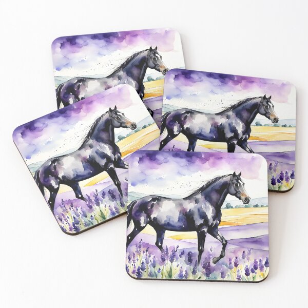 Item preview, Black Lavender Horse Watercolor  designed and sold by RiverAquarius.